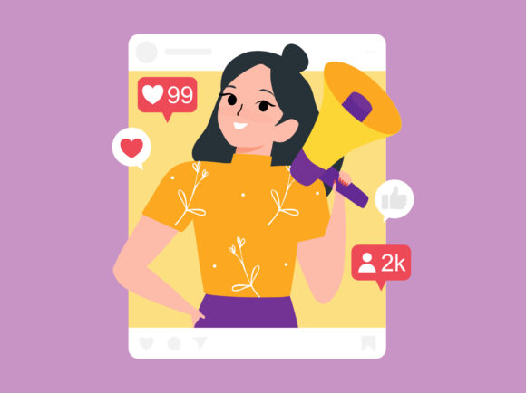 Download Social Media Influencer with Mega Phone - Social media Collection